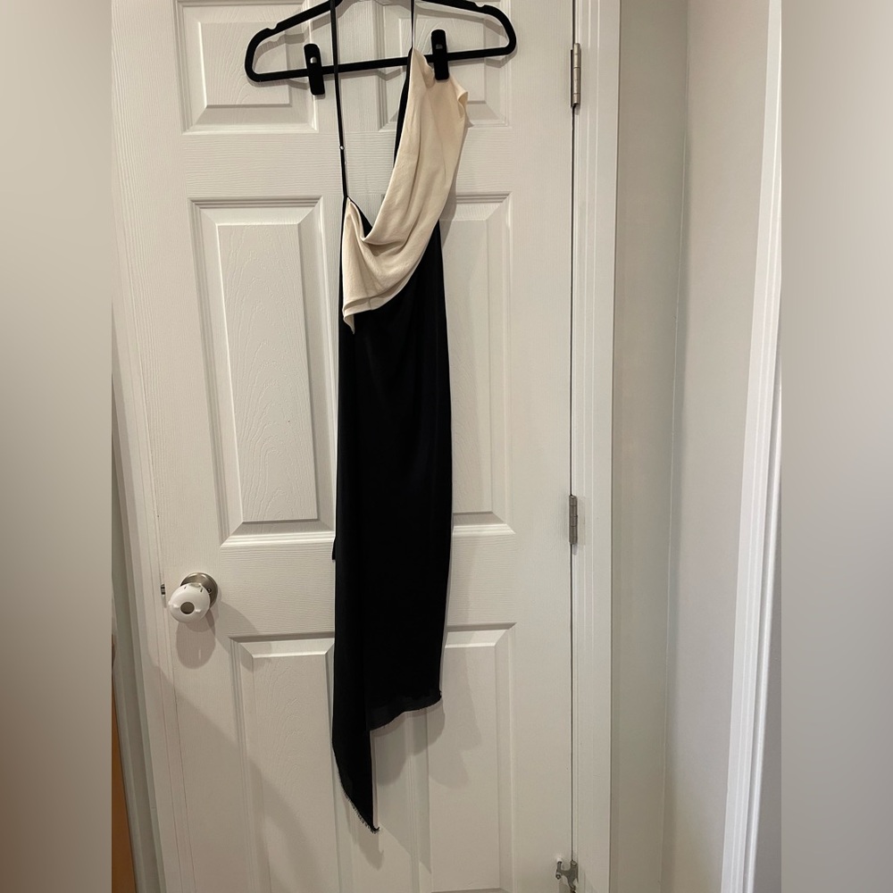 Juan Carlos Obando Elegant Black and Cream Women's Dress - Sample
